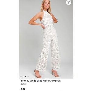 Lulus Britney Lace halter Jumpsuit. Size small. Bridal / wedding event outfit.